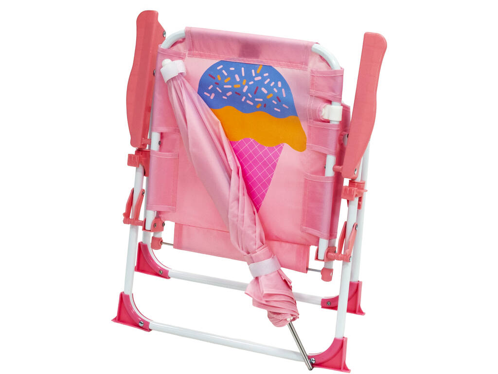 Chaise de jardin et de plage pliable pour enfants Cucurucho Helado avec parasol