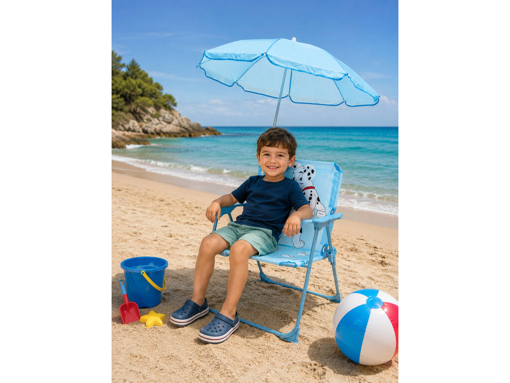Sedia da giardino e da spiaggia pieghevole per bambini Dalmata con ombrellone