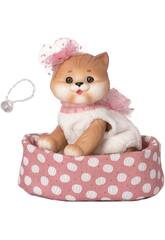 Boneca Gato Bebé Bege de 23 cm com Capazo e Chupeta