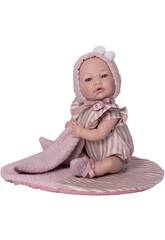 Boneca Bebé Mía de 40 cm com Peso Real, Chupeta e Manta Rosa