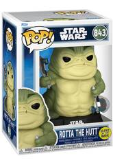 Figurine Funko Pop Star Wars The Mandalorian et Grogu : Rotta le Hutt qui brille dans le noir