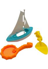 Set de Praia Barco Veleiro de 21 cm com Pá e Coador