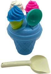 Set de Playa Cubo Azul de 14 cm con Accesorios