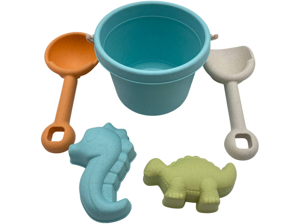 Set de Playa Cubo Azul de 12 cm con 2 Palas y 2 Moldes