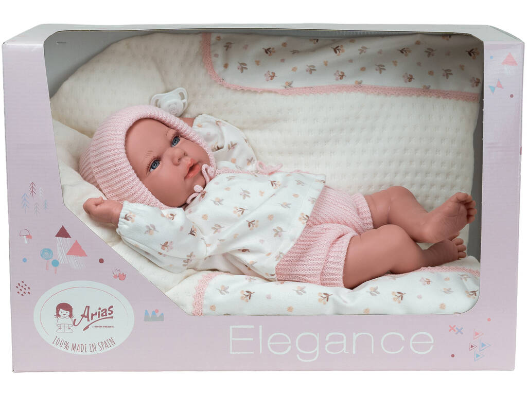Poupée bébé Elegance Andie rose de 40 cm avec poids réaliste et coussin