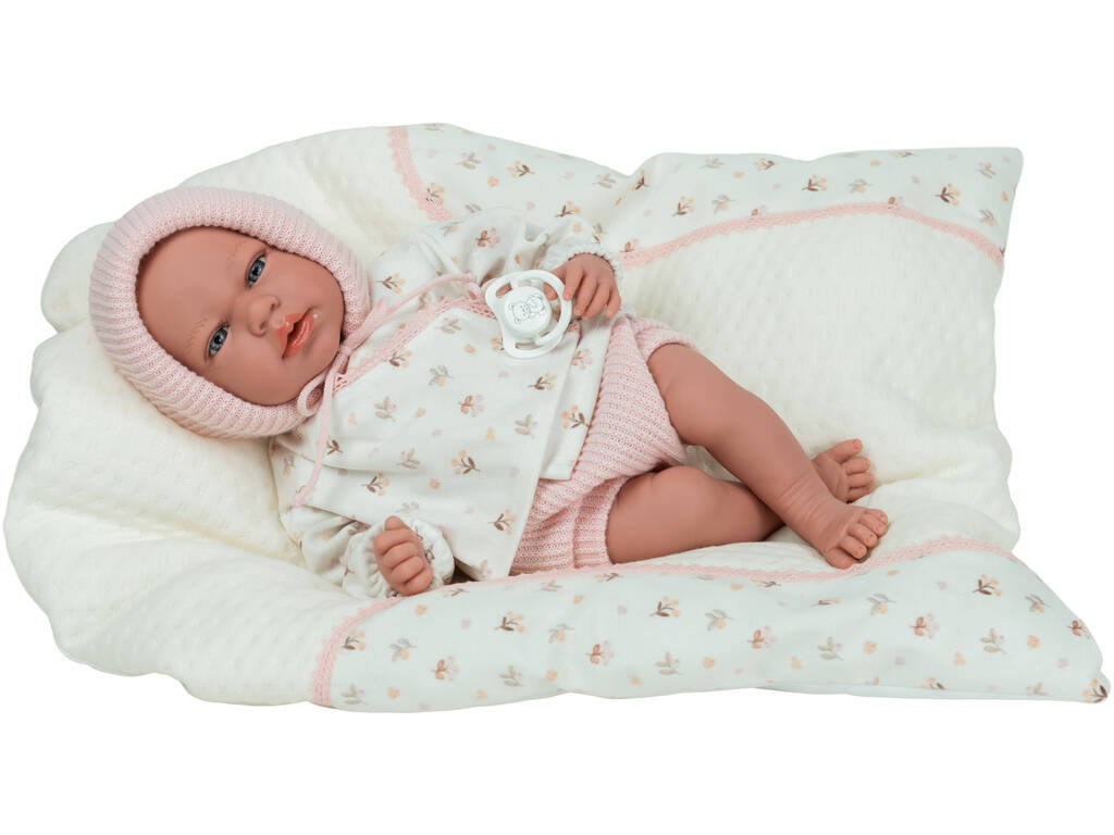 Poupée bébé Elegance Andie rose de 40 cm avec poids réaliste et coussin