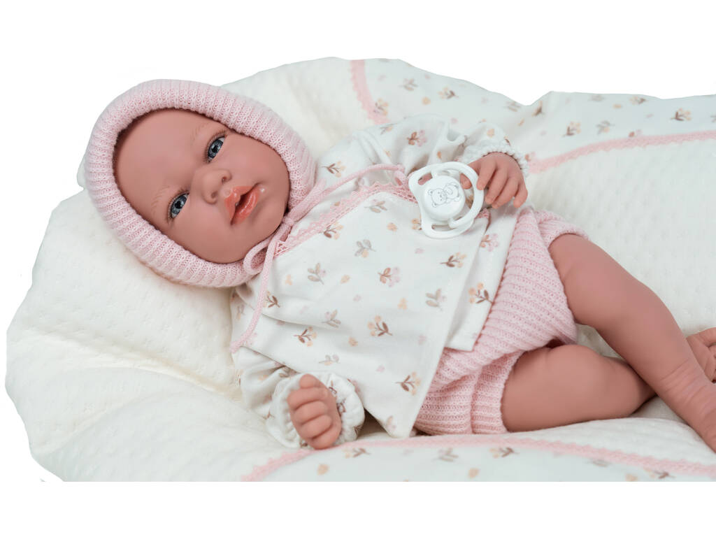 Poupée bébé Elegance Andie rose de 40 cm avec poids réaliste et coussin