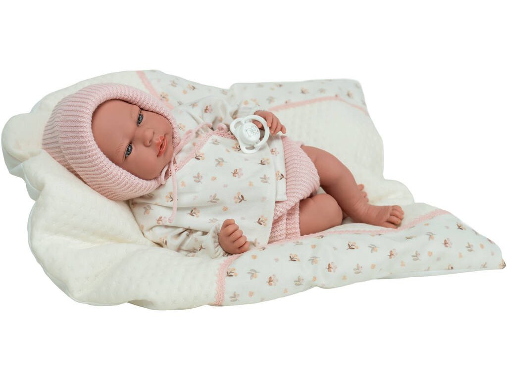 Poupée bébé Elegance Andie rose de 40 cm avec poids réaliste et coussin