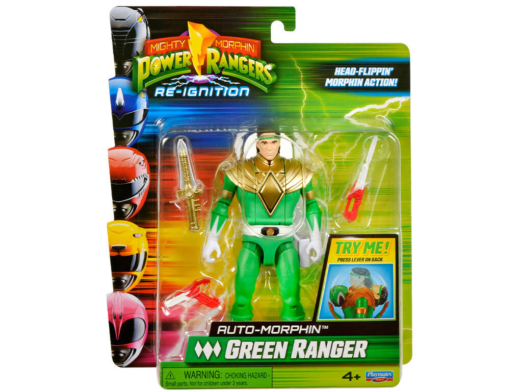 Figurine Auto-Morphin Power Rangers Mighty Morphin Re-Ignition de 14 cm avec accessoires