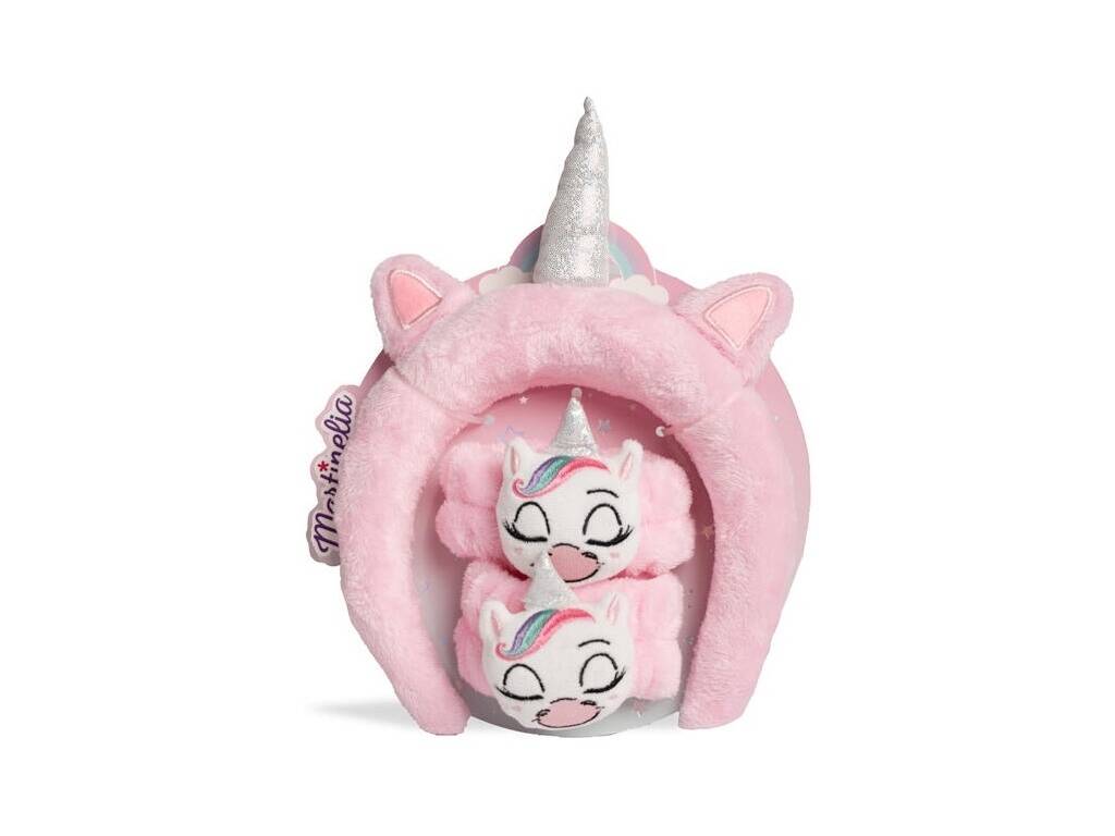 Martinelia Diadema di peluche a forma di unicorno con 2 braccialetti di peluche a forma di unicorno