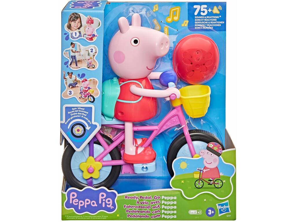 Peppa Pig Juguete Interactivo Pedaleando con Peppa de 30 cm con Sonidos y Reacciones