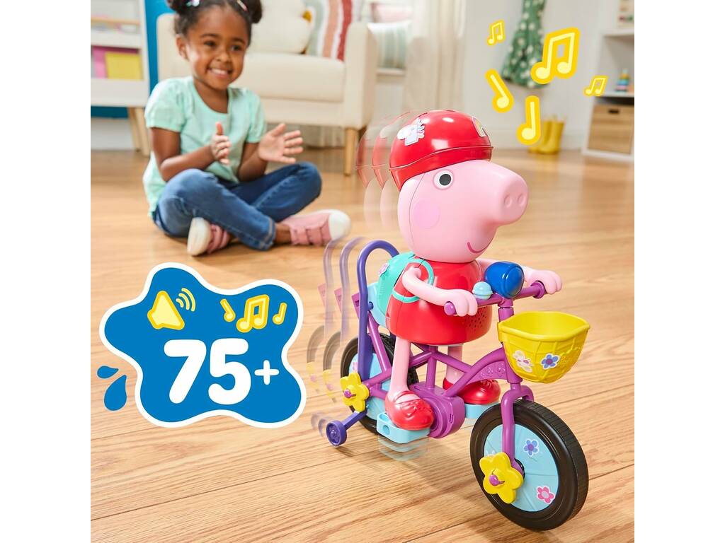 Peppa Pig Juguete Interactivo Pedaleando con Peppa de 30 cm con Sonidos y Reacciones