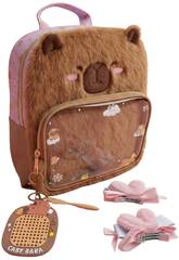 Mochila Infantil Capibara de 26 cm con Accesorios
