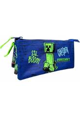 Minecraft Portatodo Triple Azul y Verde de 11x23x5 cm