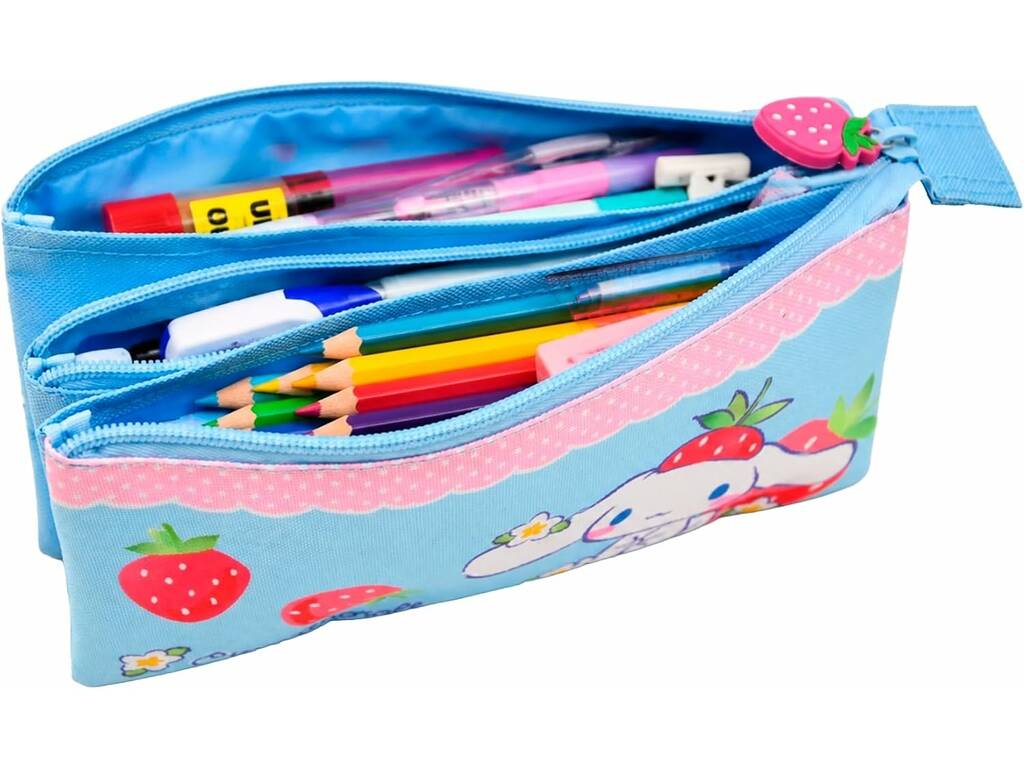 Sanrio Cinnamoroll Portatodo Triple Azul y Rosa de 11x23x5 cm