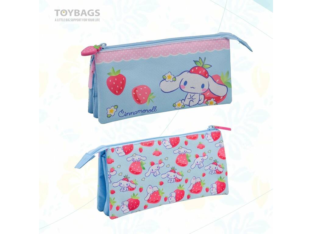 Sanrio Cinnamoroll Portatodo Triple Azul y Rosa de 11x23x5 cm