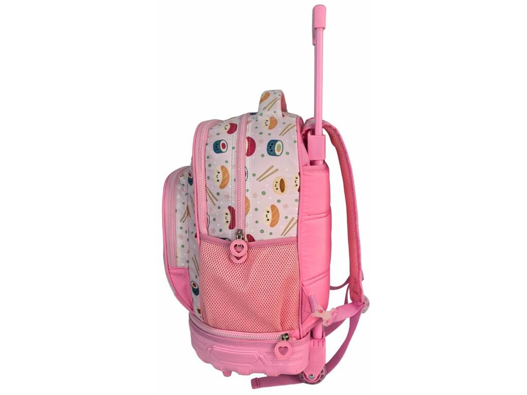 Blin Blin Mochila Sushi Rosa con Carro Extraíble de 50x34x26 cm