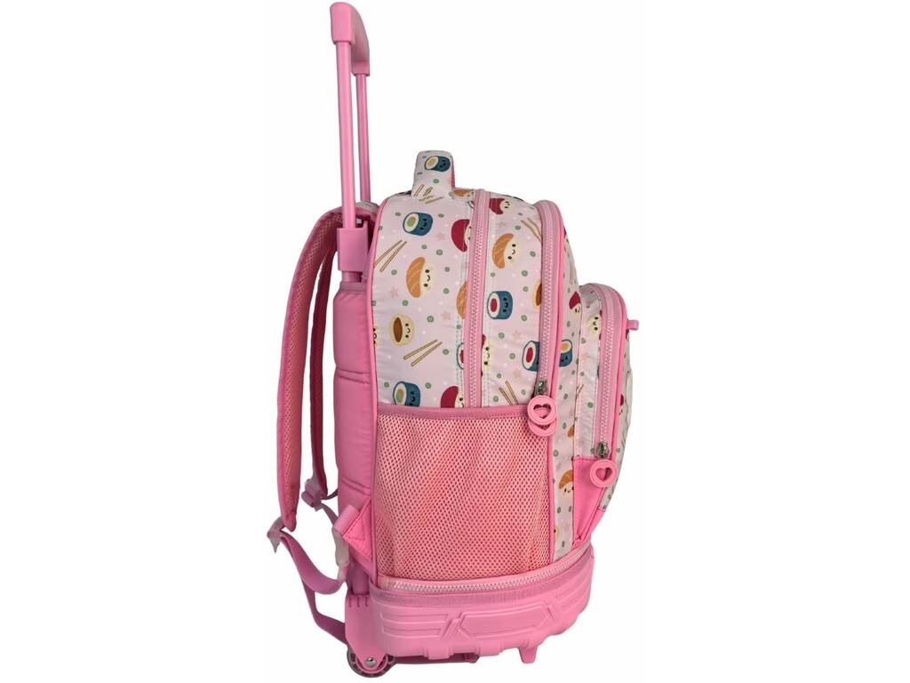 Blin Blin Mochila Sushi Rosa con Carro Extraíble de 50x34x26 cm