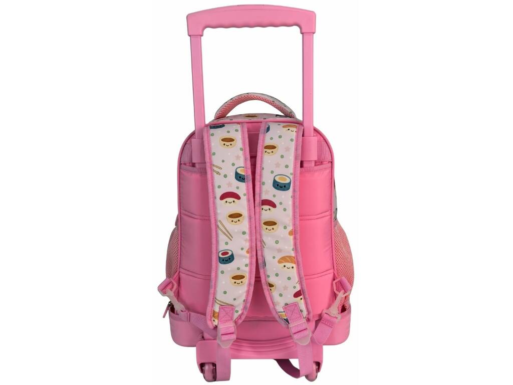 Blin Blin Mochila Sushi Rosa con Carro Extraíble de 50x34x26 cm