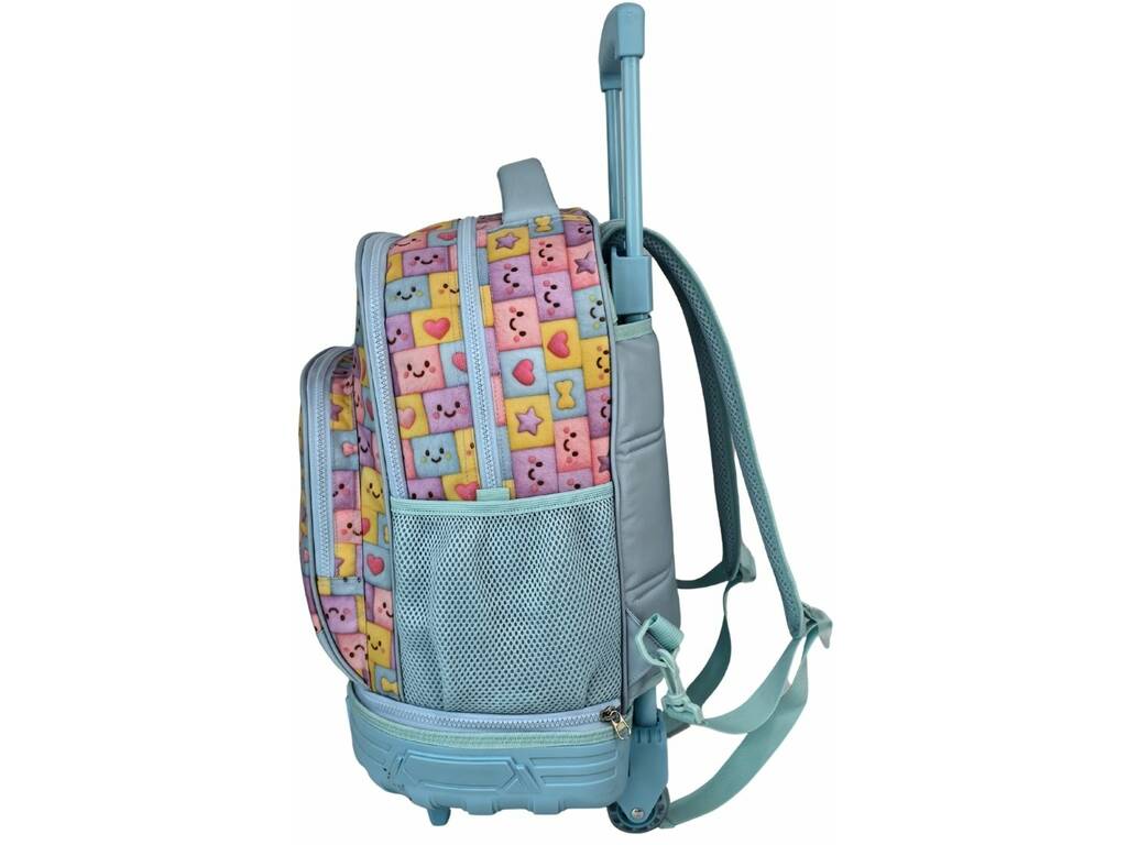Blin Blin Mochila Sonrisas Azul con Carro Extraíble de 50x34x26 cm
