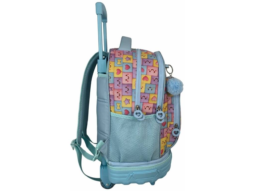Blin Blin Mochila Sonrisas Azul con Carro Extraíble de 50x34x26 cm