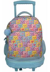 Blin Blin Mochila Sonrisas Azul con Carro Extraíble de 50x34x26 cm