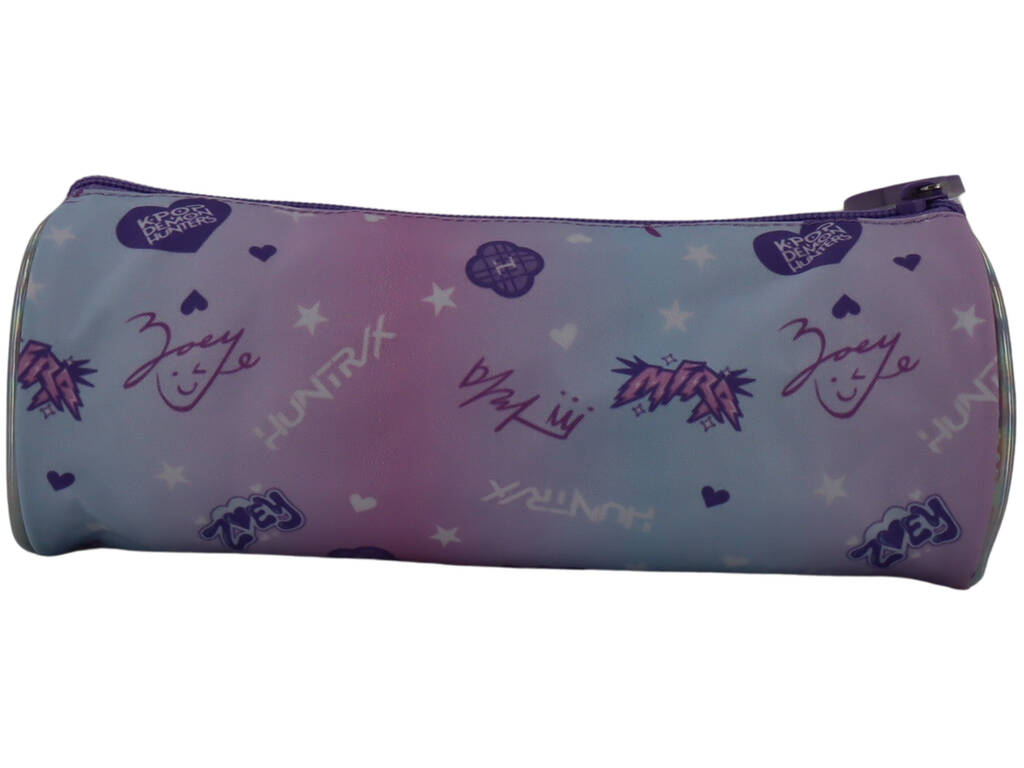 K-Pop Demon Hunters Portatodo Redondo Rosa y Azul de 8x22x8 cm