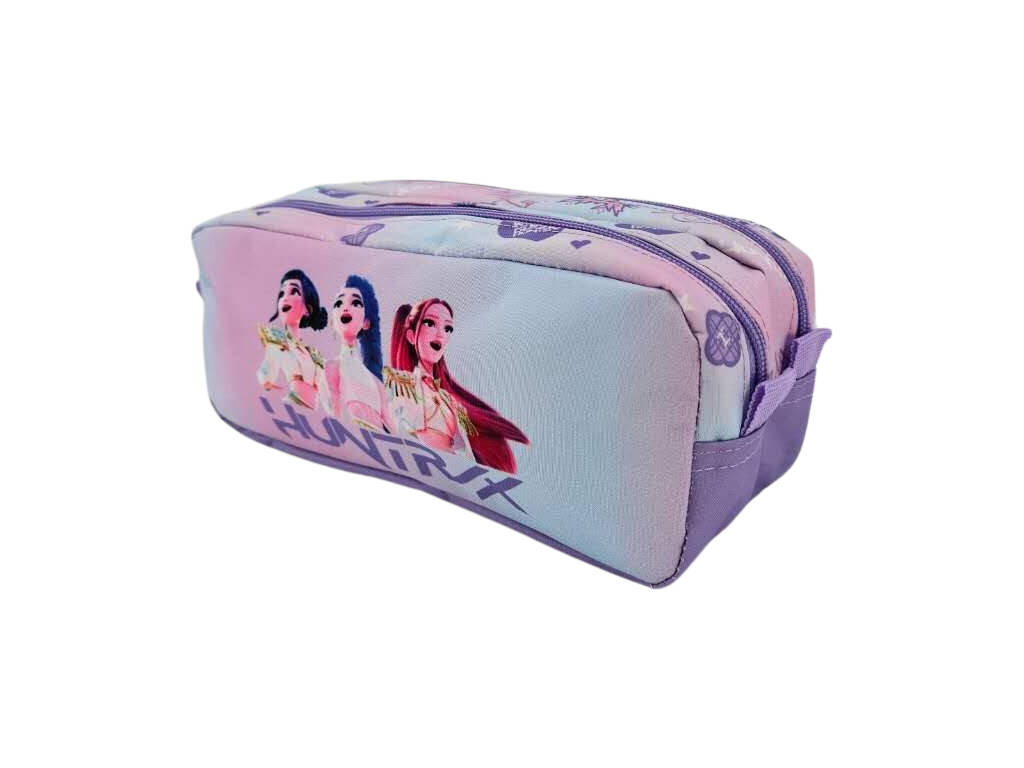 K-Pop Demon Hunters Portatodo Doble Rosa y Azul de 10x22x6 cm