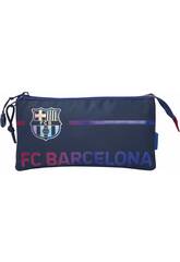 FC Barcelona Portatodo Triple Negro de 12x22x3 cm