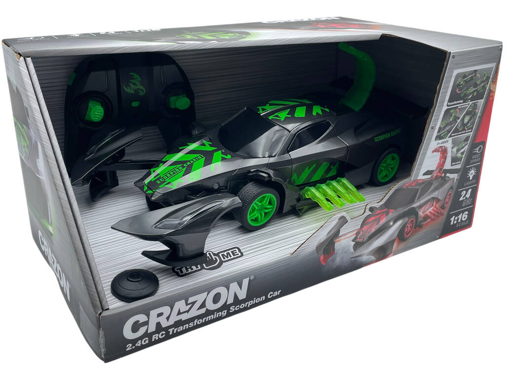 Auto radiocomandata trasformabile Scorpion Chariot verde 1:16 con effetto fumo e luci