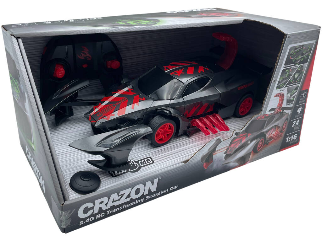 Auto radiocomandata trasformabile Scorpion Chariot rossa 1:16 con effetto fumo e luci
