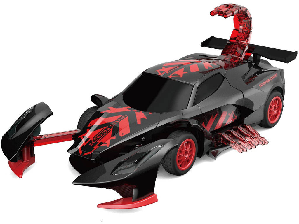 Auto radiocomandata trasformabile Scorpion Chariot rossa 1:16 con effetto fumo e luci