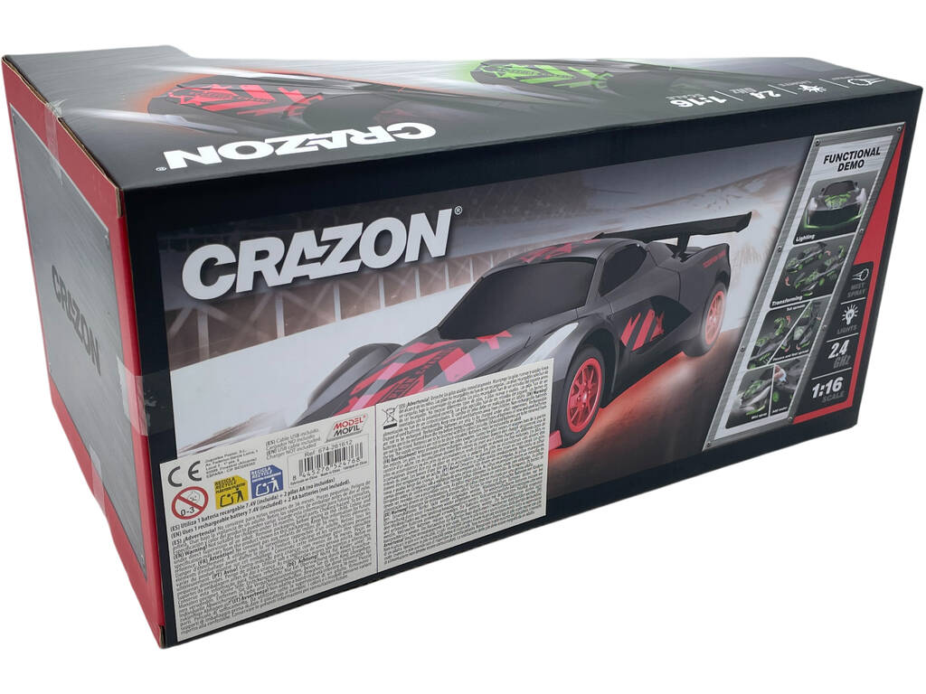Auto radiocomandata trasformabile Scorpion Chariot rossa 1:16 con effetto fumo e luci
