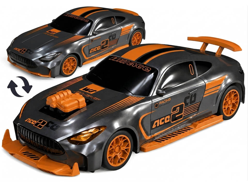 Auto radiocomandata trasformabile ACE 2 arancione 1:16 con luci