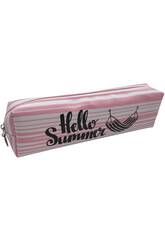 Portatodo Rosa y Blanco Hello Summer de 6x21x4 cm