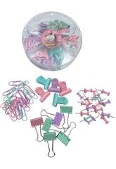 Caja Clips, Pinzas y Chinchetas Color Pastel
