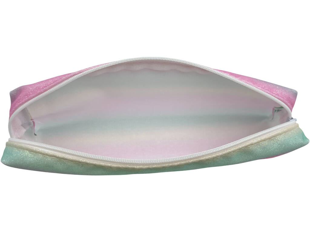 Federmäppchen Rosa, Blau und Gelb mit Glitzer 6 x 21 x 4 cm