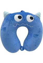 Almohada Viaje para Cuello Monstruo Azul de 27x27 cm