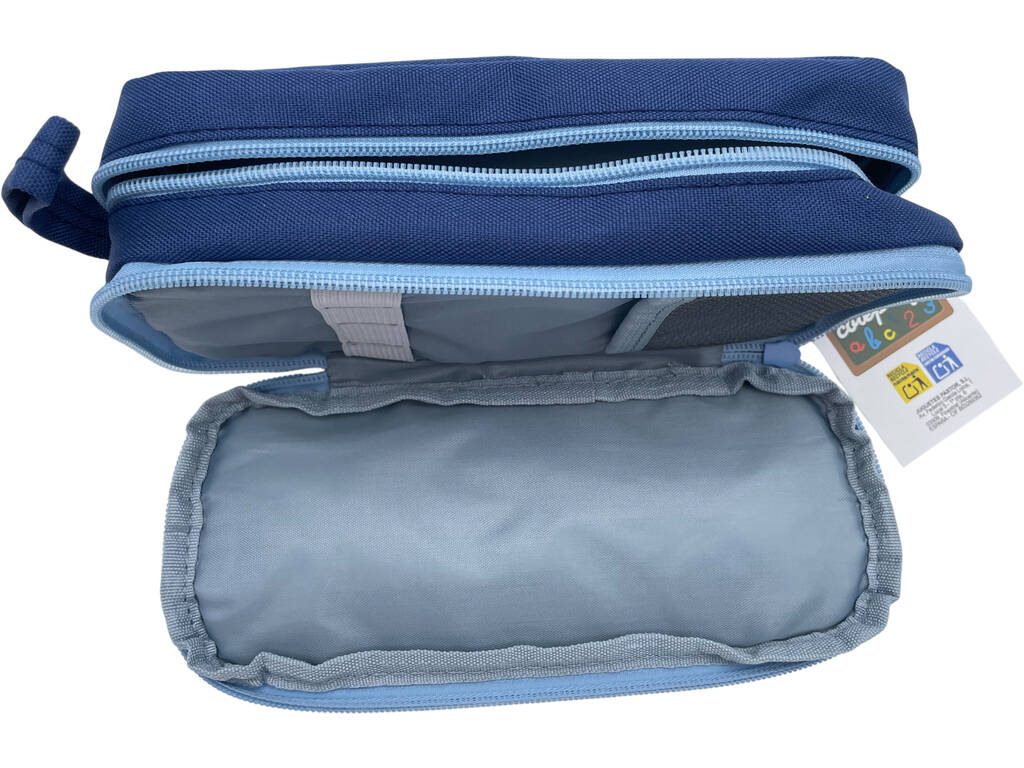 Portatodo con 3 Cremalleras Azul de 9x22x6 cm