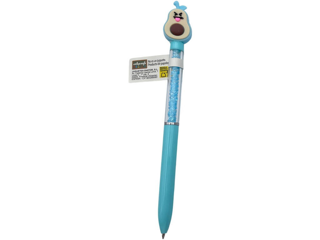 Bolígrafo Azul Aguacate Kawaii de 17 cm con Brillantes