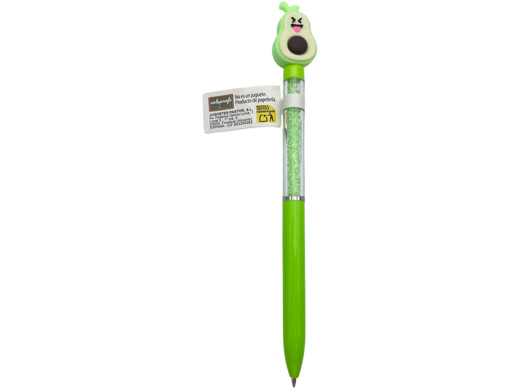 Bolígrafo Azul Aguacate Kawaii de 17 cm con Brillantes