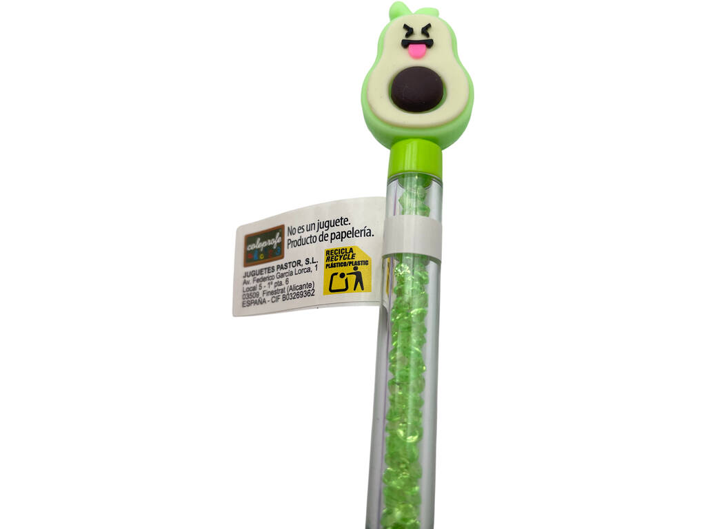 Bolígrafo Azul Aguacate Kawaii de 17 cm con Brillantes