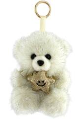 Ours en peluche porte-clés blanc de 10 avec paillettes et étoile