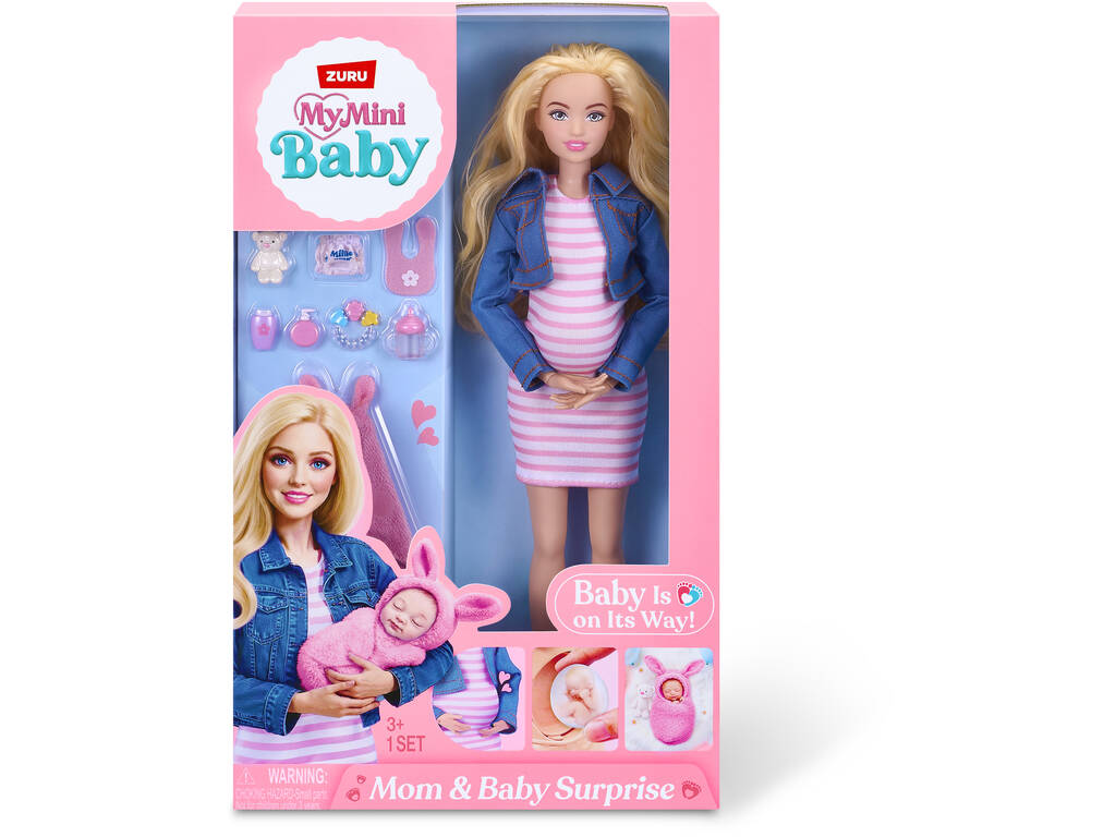Zuru My Mini Baby Muñeca Rubia Mom & Baby Surprise con Accesorios
