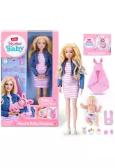 Zuru My Mini Baby Poupée Blonde Mom & Baby Surprise avec accessoires