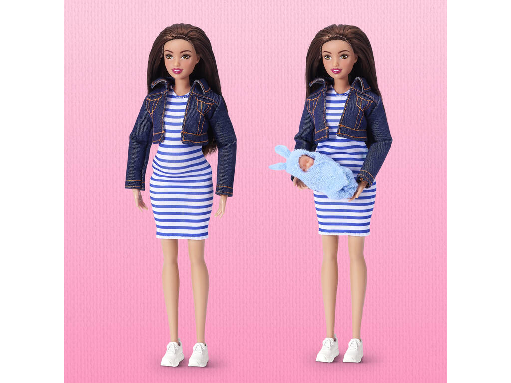 Zuru My Mini Baby Muñeca Morena Mom & Baby Surprise con Accesorios
