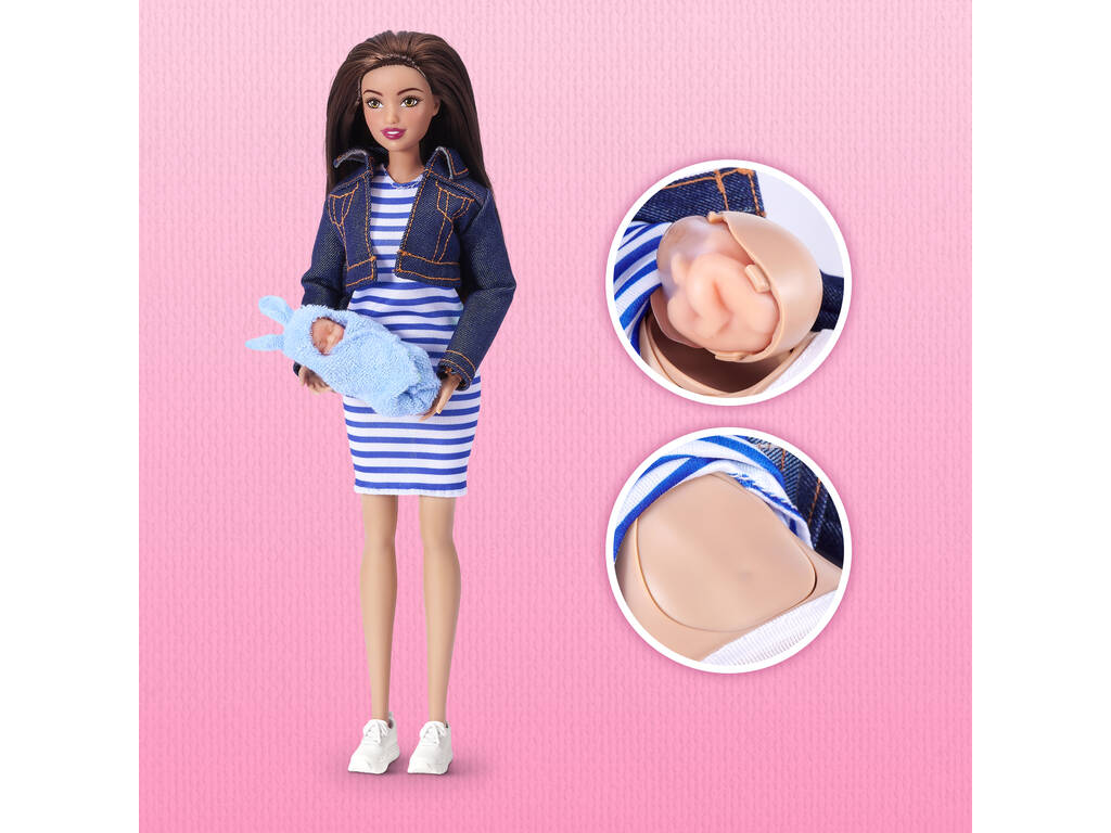 Zuru My Mini Baby Muñeca Morena Mom & Baby Surprise con Accesorios
