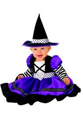 Costume da streghetta viola e nera taglia T con cappello