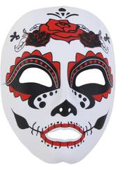 Masque Catrina Blanc, Noir et Rose