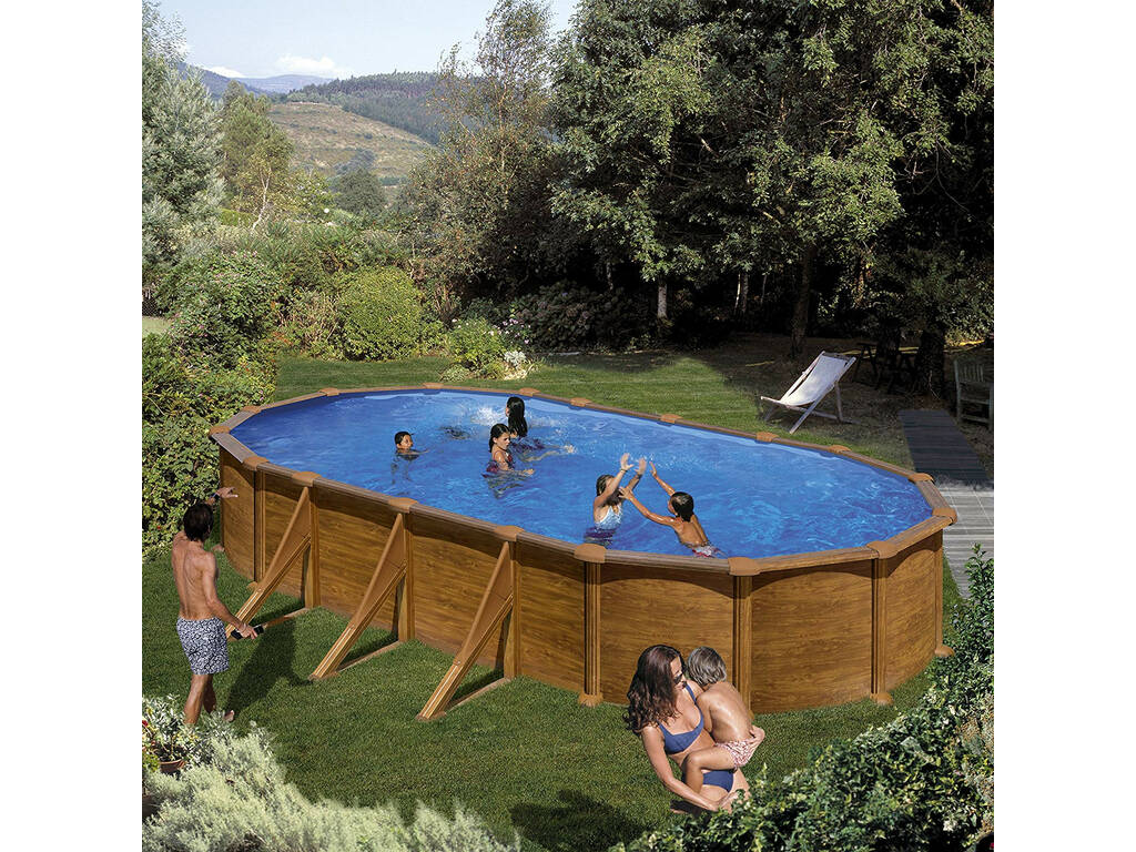 Piscina imitazione legno Mauritius 730x375x132 cm Gre KITPROV738WO